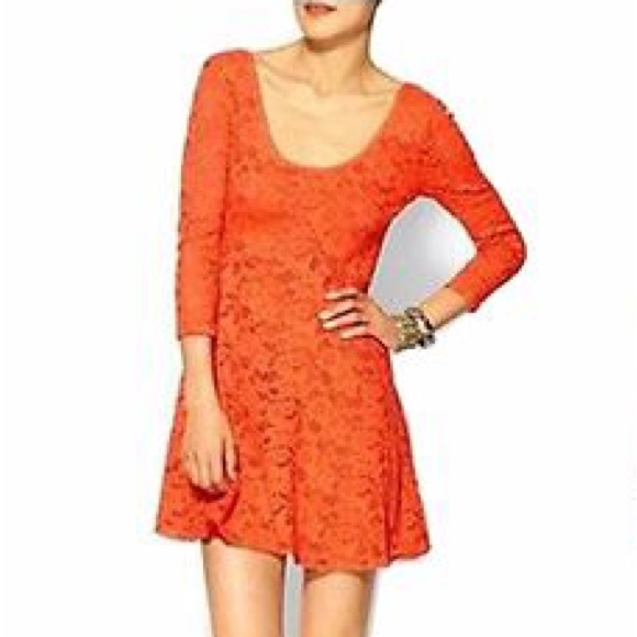 Free People Dresses & Skirts - Free People Orange Lace Dress Size Large